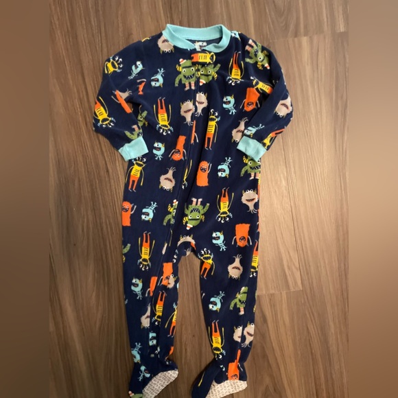 Carter's Blue and Orange Footies with monsters Space Theme size 24 months - Picture 4 of 5
